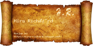 Hirs Richárd névjegykártya